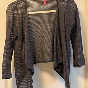 Black Draped Cardigan Sweater with Waterfall Design